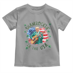 Funny St Patrick's Day Trump Toddler T Shirt Shamrockin in The USA Funny TS02 Sport Gray Print Your Wear