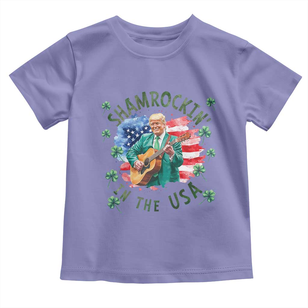 Funny St Patrick's Day Trump Toddler T Shirt Shamrockin in The USA Funny TS02 Violet Print Your Wear