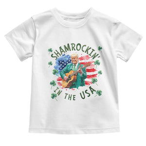 Funny St Patrick's Day Trump Toddler T Shirt Shamrockin in The USA Funny TS02 White Print Your Wear