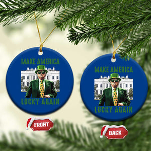 Funny St Patrick's Day Trump Ceramic Ornament Make America Lucky Again Shamrock TS02 1pc Blue Print Your Wear