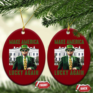 Funny St Patrick's Day Trump Ceramic Ornament Make America Lucky Again Shamrock TS02 Print Your Wear