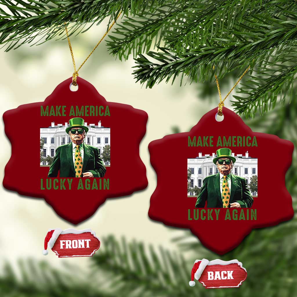 Funny St Patrick's Day Trump Ceramic Ornament Make America Lucky Again Shamrock TS02 Print Your Wear