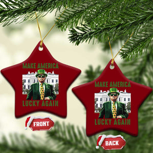 Funny St Patrick's Day Trump Ceramic Ornament Make America Lucky Again Shamrock TS02 Print Your Wear