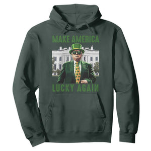 Funny St Patrick's Day Trump Hoodie Make America Lucky Again Shamrock TS02 Dark Forest Green Print Your Wear