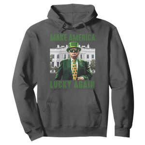 Funny St Patrick's Day Trump Hoodie Make America Lucky Again Shamrock TS02 Dark Heather Print Your Wear