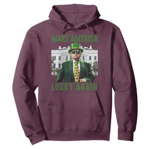 Funny St Patrick's Day Trump Hoodie Make America Lucky Again Shamrock TS02 Maroon Print Your Wear