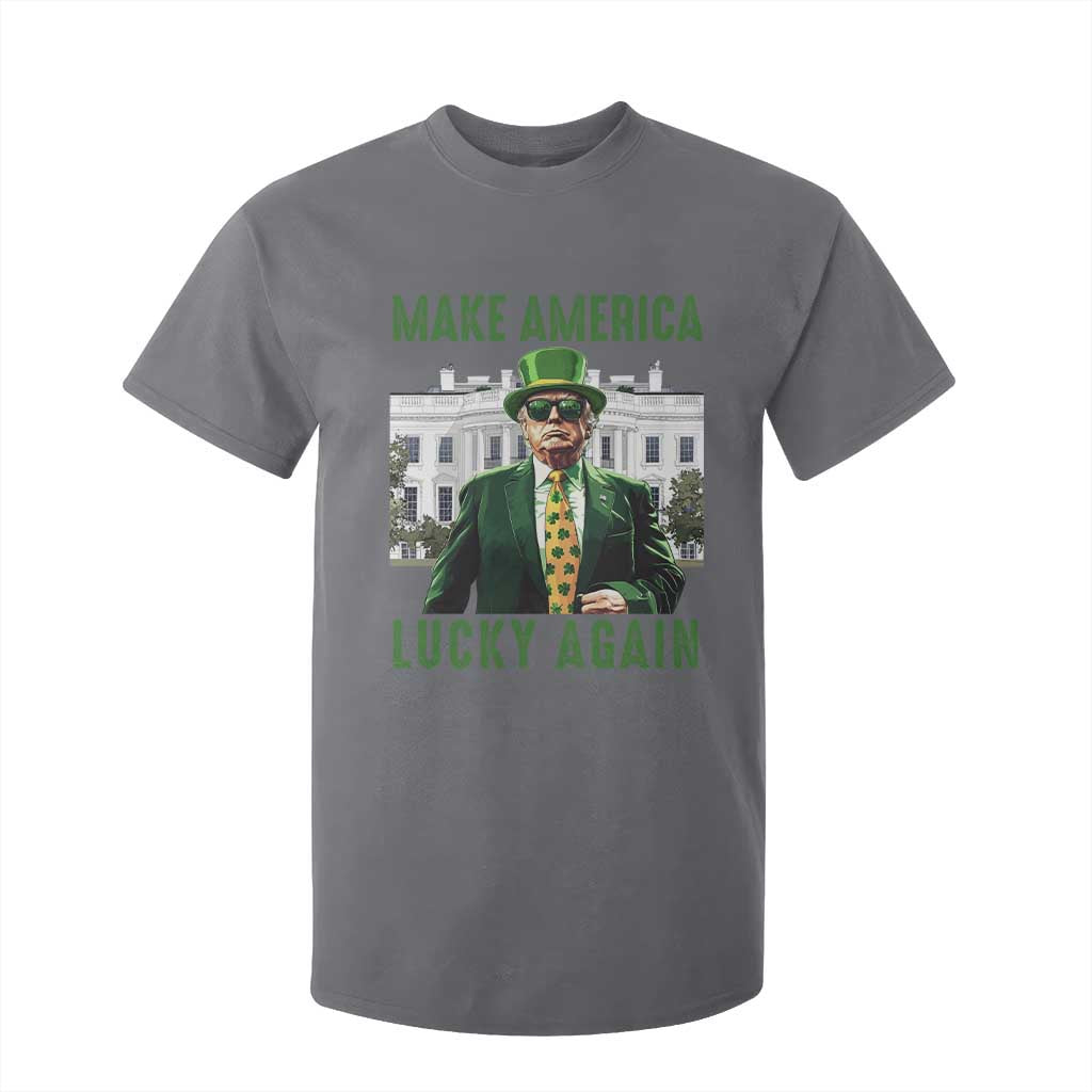 Funny St Patrick's Day Trump T Shirt For Kid Make America Lucky Again Shamrock TS02 Charcoal Print Your Wear