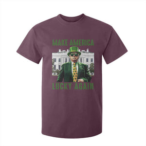 Funny St Patrick's Day Trump T Shirt For Kid Make America Lucky Again Shamrock TS02 Maroon Print Your Wear