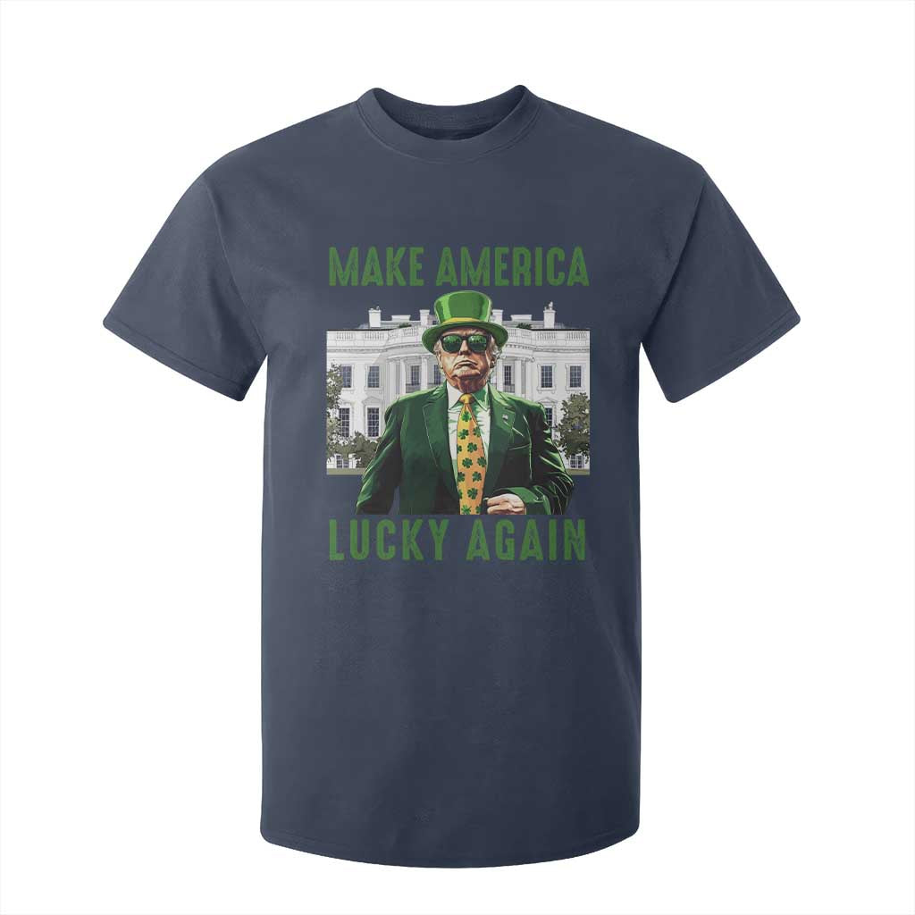 Funny St Patrick's Day Trump T Shirt For Kid Make America Lucky Again Shamrock TS02 Navy Print Your Wear