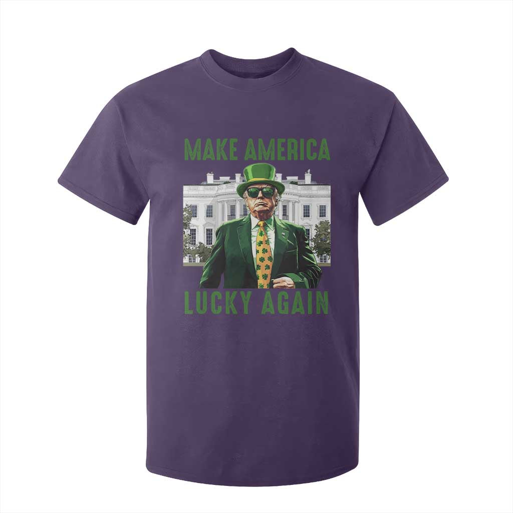 Funny St Patrick's Day Trump T Shirt For Kid Make America Lucky Again Shamrock TS02 Purple Print Your Wear