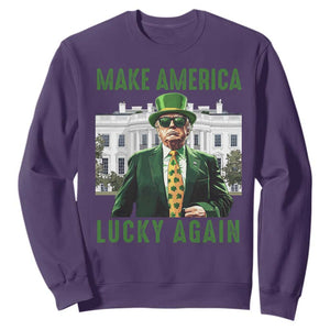 Funny St Patrick's Day Trump Sweatshirt Make America Lucky Again Shamrock TS02 Purple Print Your Wear