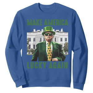 Funny St Patrick's Day Trump Sweatshirt Make America Lucky Again Shamrock TS02 Royal Blue Print Your Wear