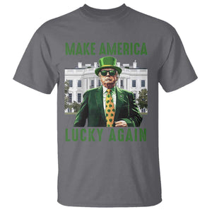 Funny St Patrick's Day Trump T Shirt Make America Lucky Again Shamrock TS02 Charcoal Print Your Wear