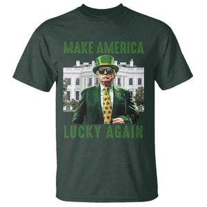 Funny St Patrick's Day Trump T Shirt Make America Lucky Again Shamrock TS02 Dark Forest Green Print Your Wear