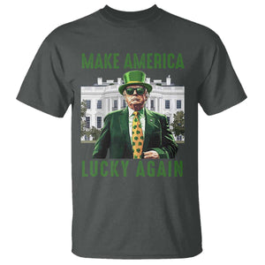 Funny St Patrick's Day Trump T Shirt Make America Lucky Again Shamrock TS02 Dark Heather Print Your Wear