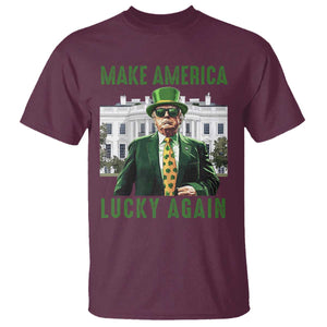 Funny St Patrick's Day Trump T Shirt Make America Lucky Again Shamrock TS02 Maroon Print Your Wear