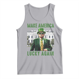 Funny St Patrick's Day Trump Tank Top Make America Lucky Again Shamrock TS02 Athletic Heather Print Your Wear