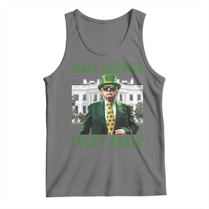 Funny St Patrick's Day Trump Tank Top Make America Lucky Again Shamrock TS02 Black Heather Print Your Wear