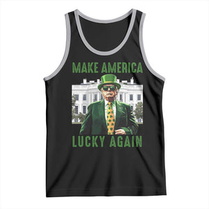 Funny St Patrick's Day Trump Tank Top Make America Lucky Again Shamrock TS02 Black Athletic Heather Print Your Wear