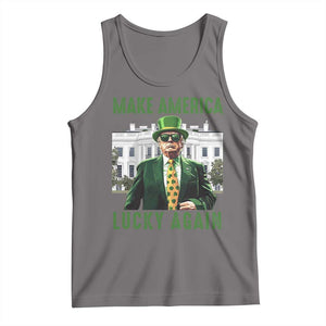 Funny St Patrick's Day Trump Tank Top Make America Lucky Again Shamrock TS02 Deep Heather Print Your Wear