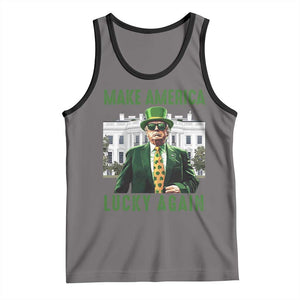 Funny St Patrick's Day Trump Tank Top Make America Lucky Again Shamrock TS02 Deep Heather Black Print Your Wear