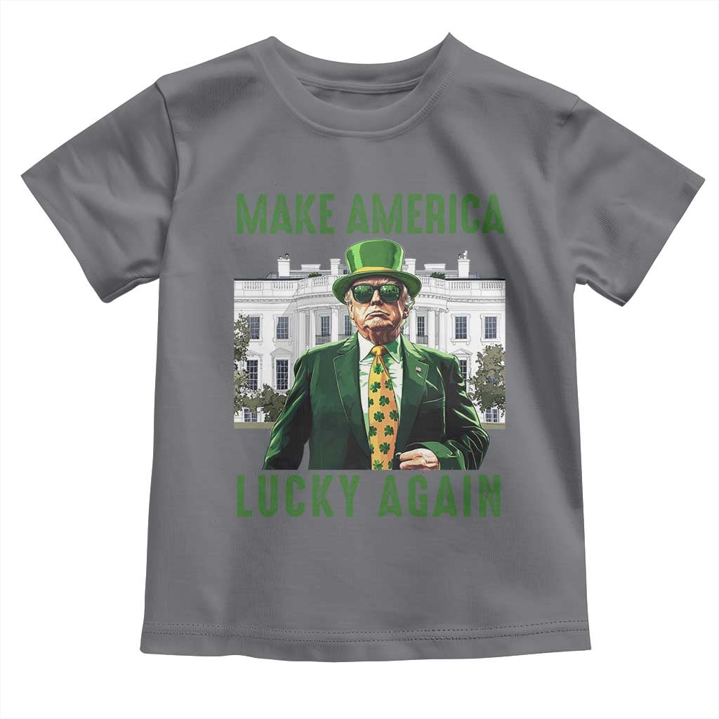 Funny St Patrick's Day Trump Toddler T Shirt Make America Lucky Again Shamrock TS02 Charcoal Print Your Wear