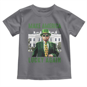 Funny St Patrick's Day Trump Toddler T Shirt Make America Lucky Again Shamrock TS02 Charcoal Print Your Wear