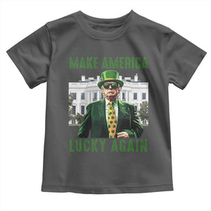 Funny St Patrick's Day Trump Toddler T Shirt Make America Lucky Again Shamrock TS02 Dark Heather Print Your Wear