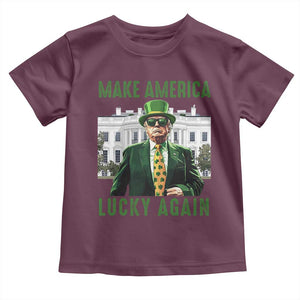 Funny St Patrick's Day Trump Toddler T Shirt Make America Lucky Again Shamrock TS02 Maroon Print Your Wear