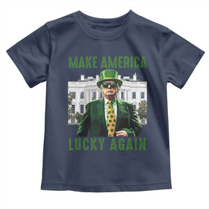Funny St Patrick's Day Trump Toddler T Shirt Make America Lucky Again Shamrock TS02 Navy Print Your Wear