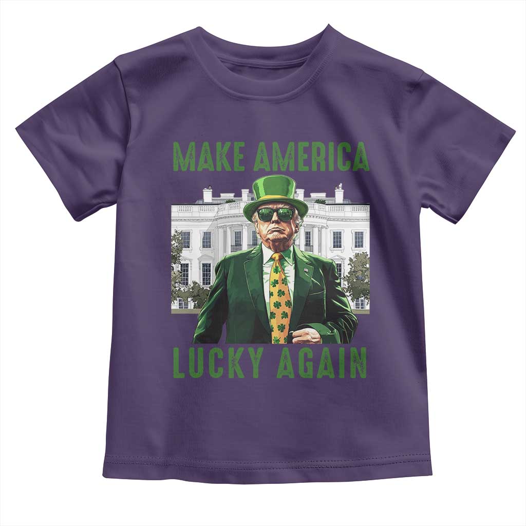 Funny St Patrick's Day Trump Toddler T Shirt Make America Lucky Again Shamrock TS02 Purple Print Your Wear