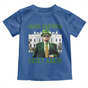 Funny St Patrick's Day Trump Toddler T Shirt Make America Lucky Again Shamrock TS02 Royal Blue Print Your Wear