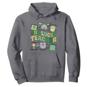 Teachers St Patrick's Day Hoodie One Lucky Teacher Retro Groovy TS02 Charcoal Print Your Wear