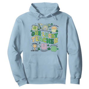 Teachers St Patrick's Day Hoodie One Lucky Teacher Retro Groovy TS02 Light Blue Print Your Wear