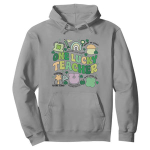 Teachers St Patrick's Day Hoodie One Lucky Teacher Retro Groovy TS02 Sport Gray Print Your Wear
