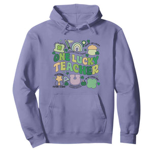 Teachers St Patrick's Day Hoodie One Lucky Teacher Retro Groovy TS02 Violet Print Your Wear