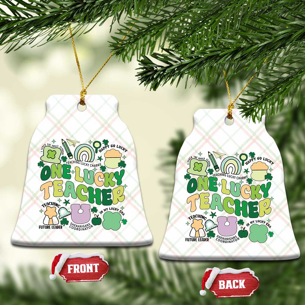 Teachers St Patrick's Day Ceramic Ornament One Lucky Teacher Retro Groovy TS02 Print Your Wear