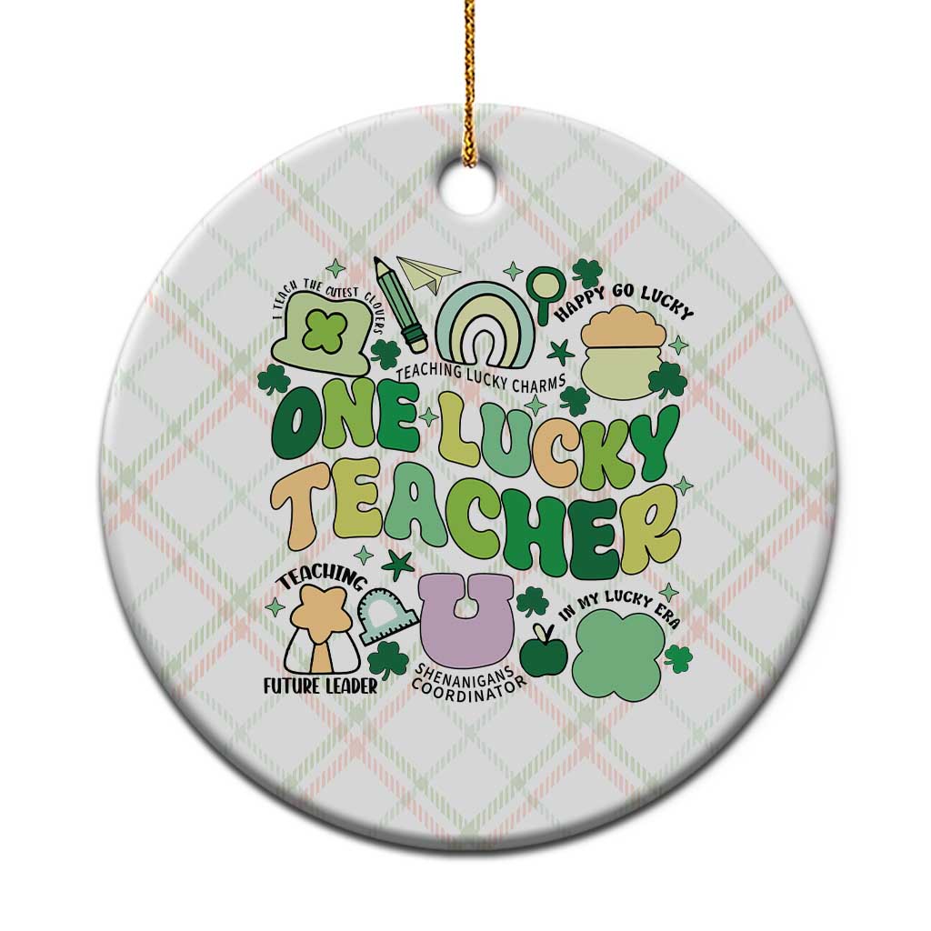Teachers St Patrick's Day Ceramic Ornament One Lucky Teacher Retro Groovy TS02 1pc Christmas Plaid Print Your Wear