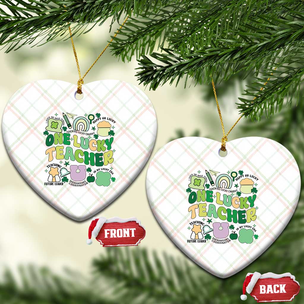 Teachers St Patrick's Day Ceramic Ornament One Lucky Teacher Retro Groovy TS02 Print Your Wear