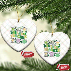 Teachers St Patrick's Day Ceramic Ornament One Lucky Teacher Retro Groovy TS02 Print Your Wear
