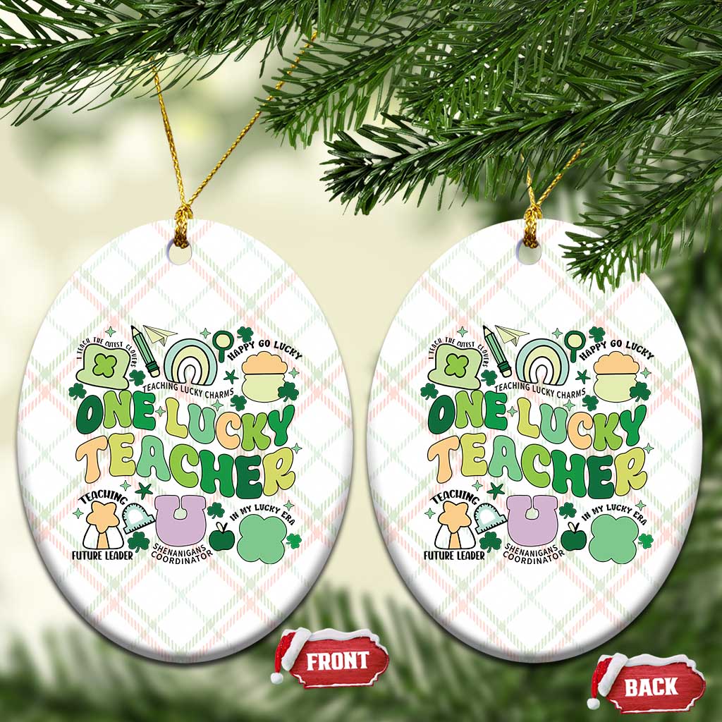 Teachers St Patrick's Day Ceramic Ornament One Lucky Teacher Retro Groovy TS02 Print Your Wear