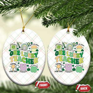 Teachers St Patrick's Day Ceramic Ornament One Lucky Teacher Retro Groovy TS02 Print Your Wear