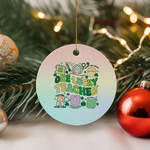 Teachers St Patrick's Day Ceramic Ornament One Lucky Teacher Retro Groovy TS02 1pc Pastel Print Your Wear