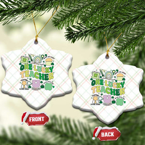 Teachers St Patrick's Day Ceramic Ornament One Lucky Teacher Retro Groovy TS02 Print Your Wear