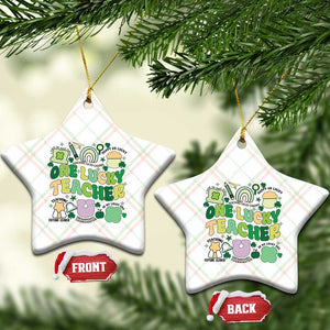 Teachers St Patrick's Day Ceramic Ornament One Lucky Teacher Retro Groovy TS02 Print Your Wear