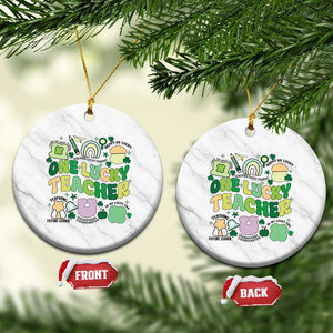 Teachers St Patrick's Day Ceramic Ornament One Lucky Teacher Retro Groovy TS02 1pc White Marble Print Your Wear