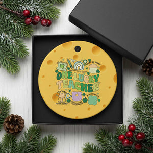 Teachers St Patrick's Day Ceramic Ornament One Lucky Teacher Retro Groovy TS02 1pc Yellow Cheese Print Your Wear