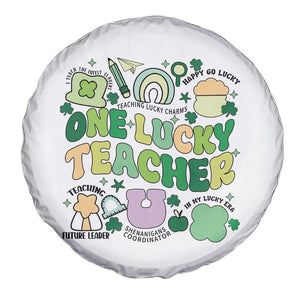 Teachers St Patrick's Day Spare Tire Cover One Lucky Teacher Retro Groovy TS02 Print Your Wear