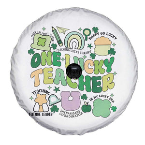 Teachers St Patrick's Day Spare Tire Cover One Lucky Teacher Retro Groovy TS02 Print Your Wear