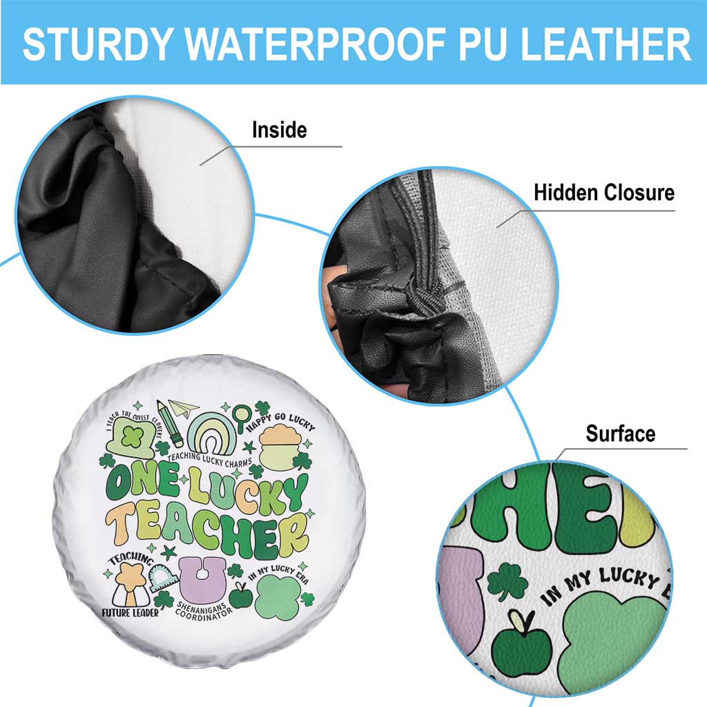 Teachers St Patrick's Day Spare Tire Cover One Lucky Teacher Retro Groovy TS02 Print Your Wear